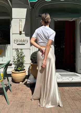 Женская шёлковая юбка макси3 фото