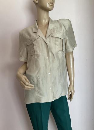 Бежева шовкова пряма блузка/xl/ brend liz claiborne