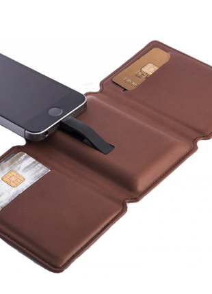 Чохол+батарея apple iphone seyvr leather wallet + lightning brown
