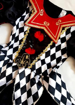 Клоунесса арлекин шахматная королева карнавальное платье f&f англия на 7-8 лет2 фото