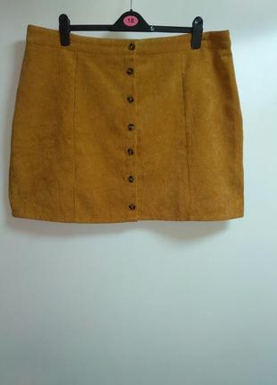 Cтильная вельветовая юбка трендовые пуговицы3 фото