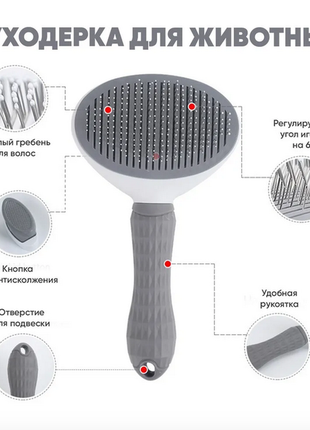 Пуходірка для собак, дешеддер для котів, гребінець універсальний2 фото