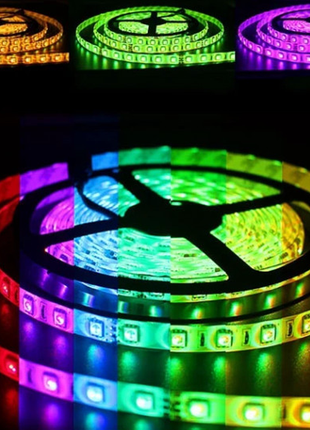 Світлодіодна стрічка багатобарвна rgb комплект 5м з пультом2 фото