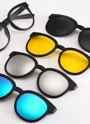 Сонцезахисні антиблікові окуляри з набором лінз magic vision 5в13 фото