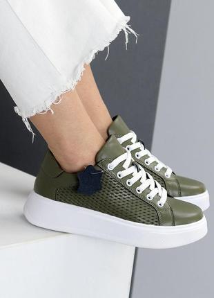 Кожаные кеды женские