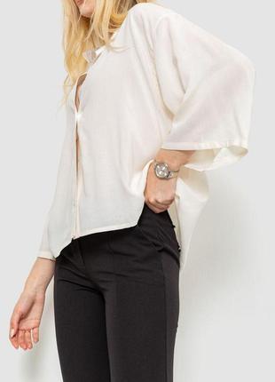 Блуза классическая однтонная, цвет молочный, 102r332-33 фото