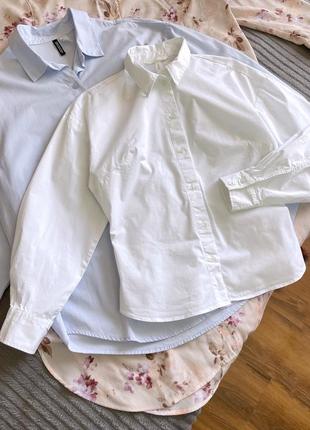 Коттоновая хлопковая рубашка приталенная белая5 фото