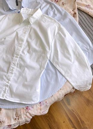 Коттоновая хлопковая рубашка приталенная белая8 фото