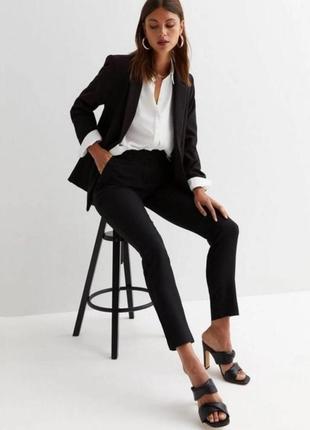 📚чорні класичні брюки зі шкіряними вставками м-л