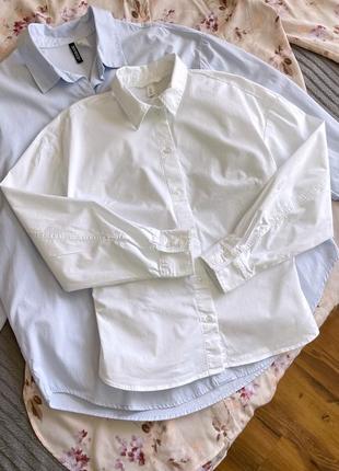 Коттоновая хлопковая рубашка приталенная белая9 фото