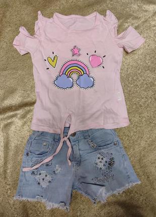 Летний костюм,футболка,джинсовые шорты