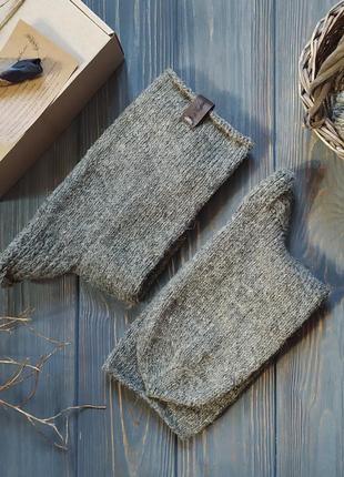 Сірі шерстяні в'язані шкарпетки. носки теплі натуральна вовна2 фото