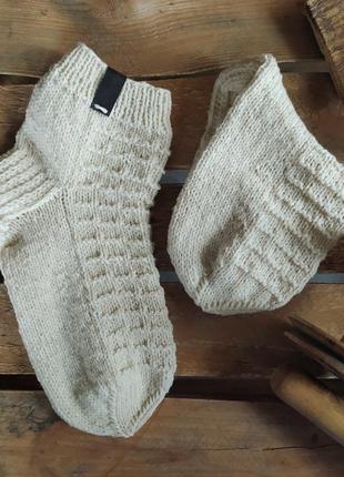 Молочні ажурні шкарпетки, короткі вовняні носочки1 фото