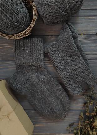 Шерстяні шкарпетки з високою резинкою, сірі носки.3 фото