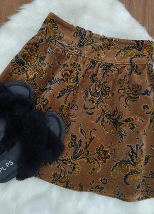 Хлопковая вельветовая юбка на резинке1 фото