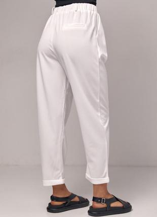 Женские качественные белые летние, укороченные брюки с отворотом, брюки бананы с s3 фото