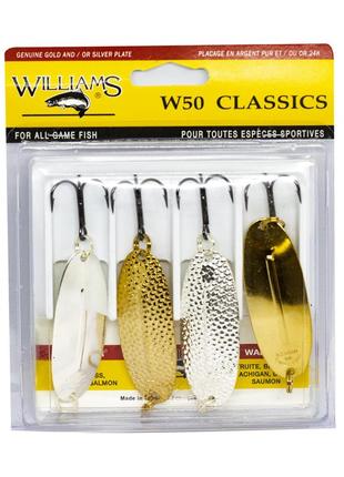 Набор блесен на щуку судака окуня williams classic 4-pack w50 kit