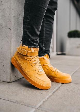 Черевики зимові з хутром nike air force 1 high “flax” ботинки с мехом