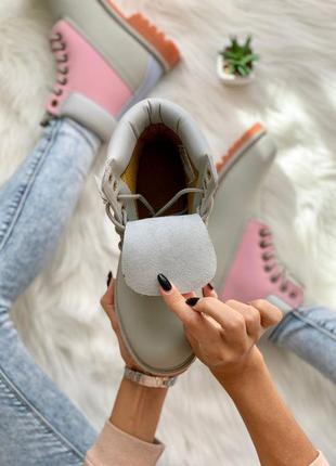 Жіночі демісезонні черевики timberland grey pink6 фото