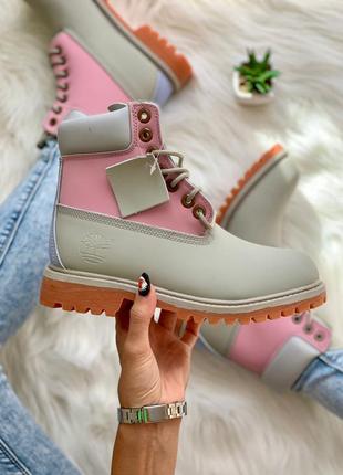 Жіночі демісезонні черевики timberland grey pink7 фото