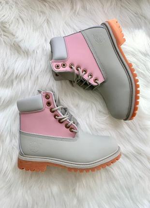 Жіночі демісезонні черевики timberland grey pink9 фото