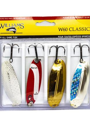 Набор блесен на щуку судака окуня williams classic 4-pack w60 kit