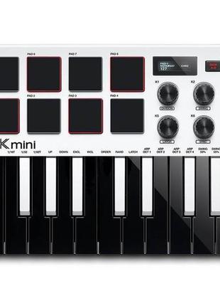 Akai mpk mini mk3 white — міді клавіатура