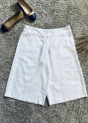 Лляні шорти вільного крою білі широкі бриджі із льону лляні штани