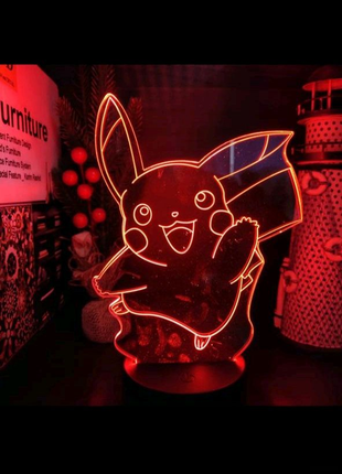 Нічник, лампочка. pokemon pikachu аниме 3d2 фото