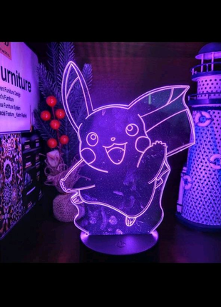 Нічник, лампочка. pokemon pikachu аниме 3d3 фото