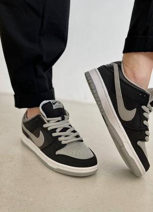 Жіночі шкіряні кросівки nike sb dunk black чорно-сірі розмір 383 фото