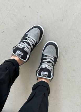 Жіночі шкіряні кросівки nike sb dunk black чорно-сірі розмір 387 фото