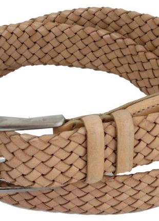 Плетений жіночий шкіряний ремінь farnese, італія, бежевий1 фото