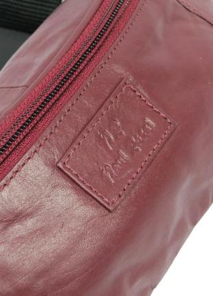 Поясна сумка зі шкіри paul rossi 907-n червоно-коричнева9 фото