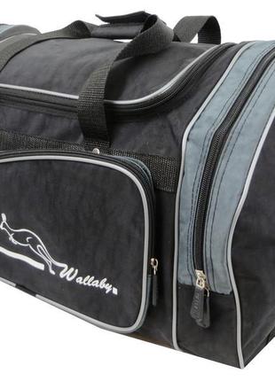 Спортивна сумка wallaby, україна 271-5 чорна з сірим, 25 л1 фото