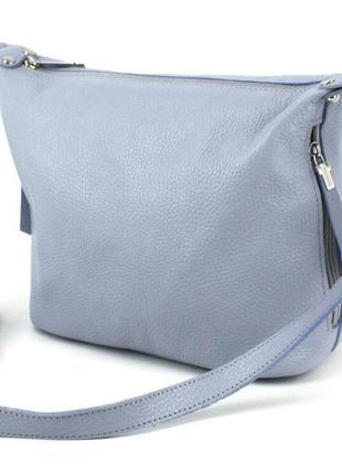 Шкіряна жіноча сумка на плече borsacomoda, україна блакитна