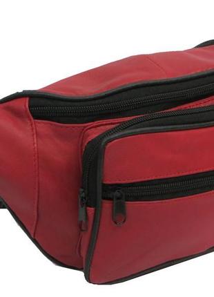 Шкіряна сумка на пояс cavaldi 904-353 red, червоний6 фото