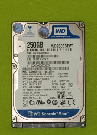 Wd wd2500bevt 250gb жорсткий диск hdd 2.5 sata для ноутбука