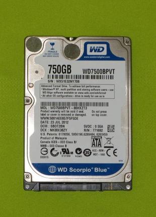 Wd wd7500bpvt 750gb жорсткий диск hdd 2.5 sata для ноутбука