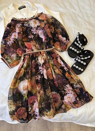 Легкое шифоновое платье в цветочный принт3 фото