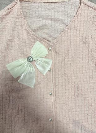 Блуза розовая с бантиком2 фото
