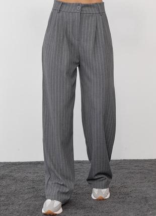 Женские качественные серые, черные широкие брюки брюки в полоску палаццо с м, л s m l4 фото