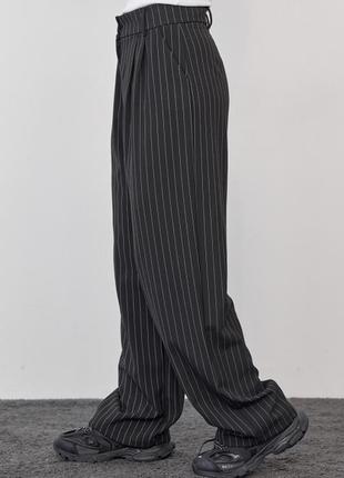 Женские качественные серые, черные широкие брюки брюки в полоску палаццо с м, л s m l2 фото