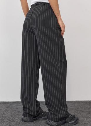 Женские качественные серые, черные широкие брюки брюки в полоску палаццо с м, л s m l3 фото