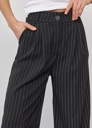 Женские качественные серые, черные широкие брюки брюки в полоску палаццо с м, л s m l6 фото