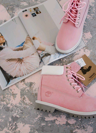 Чудові жіночі черевики/човники timberland pink термо 😍