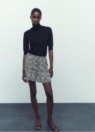 Юбка короткая в принт зебра xs zara
