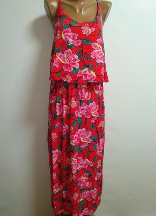 Натуральное макси платье в цветочный принт3 фото