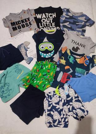 Шорты шортики футболка летние вещи комплект комплект брендовых вещей на мальчика 86-92 см 18-24 мес 2 г