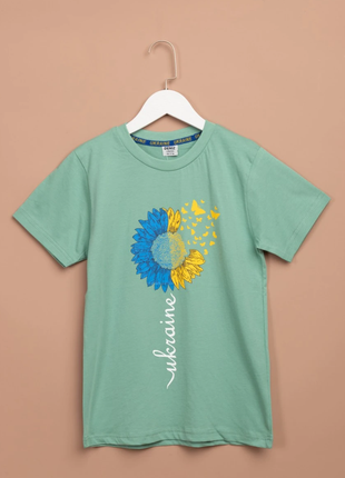 Патриотическая футболка оверсайз подростковая для девушек, футболка с подсолнухом
